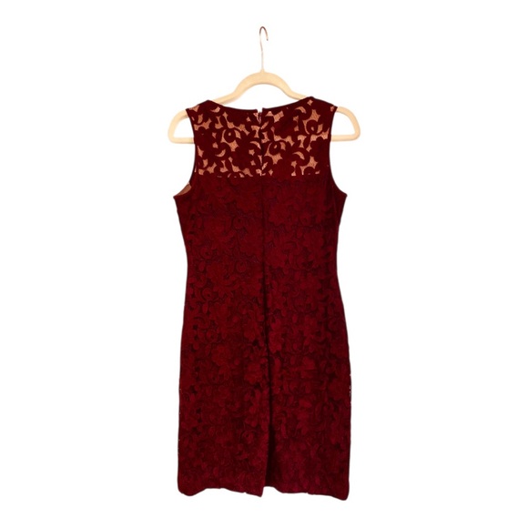 Lauren Ralph Lauren Melia Ava Floral Lace Dress Burgundy Size 6 - Picture 3 of 9